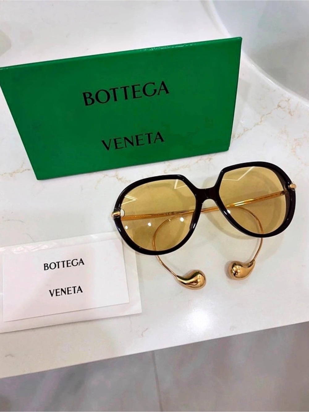 Bottega Veneta BV1143S Drop Sunglasses Black & Gold